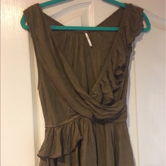 Free People Tops - Free People Olive Wrap-Style Short Sleeve Tee